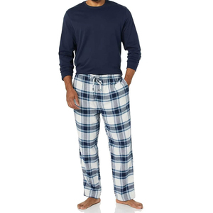 AL SAWAN INTERNATIONAL Ensemble de pyjama pour homme en coton 100% tricoté à carreaux, coupe-vent, de haute qualité, haut à manches courtes et col en V - Product Image 4