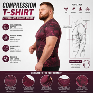 Printed <b>Compression</b> T-<b>Shirt</b> <b>Men</b> Plus Size Gym Fitness Rash Guard Tee <b>Men</b> Yoga Rash Guard Spandex Polyester Base Layer <b>Shirt</b> - Product Image 5