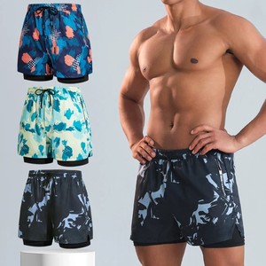 Shorts de bain pour hommes à imprimé floral, séchage rapide, respirants, avec cordon de serrage à la taille, décontractés, taille haute, 100% coton, haute qualité - Product Image 3