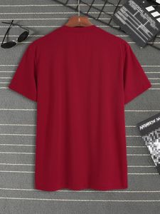 Men's Royal Blue Short Sleeve O-Neck T-Shirt Quick Dry Knitted Regular Fit Casual Solid Color <b>Blank</b> Top - Product Image 5
