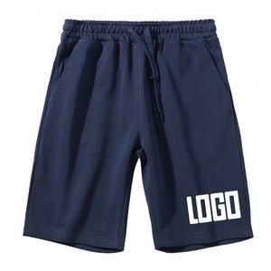 <b>Men</b> Solid <b>Black</b> Drawstring Waist Knitted Cotton <b>Shorts</b> With Logo Print Casual Mid Length Sport <b>Shorts</b> - Product Image 5
