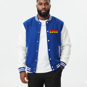 Fabricant OEM, vestes de baseball personnalisées de qualité supérieure, vente en gros, veste d'hiver en laine avec manches en cuir, veste bomber varsity pour hommes - Product Image 1