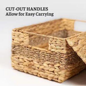 Set of 3 <b>stackable</b> water hyacinth <b>storage</b> trays, organizer trays - Product Image 4