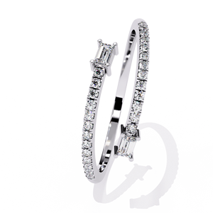 Bague de fiançailles en platine pour femme avec diamant taille émeraude et pierres latérales rondes, certifiée GIA, style classique - Product Image 2