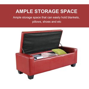 Panca Contenitore Imbottita in Ecopelle da 128 cm, Rosso Brillante, per Casa, Ufficio e Ingresso, Salvaspazio - Product Image 4