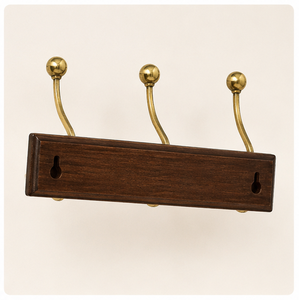 Porte-manteau mural en laiton antique et bois massif, 3 crochets, robuste, pour l'entrée, idéal pour la décoration de maison de luxe, au meilleur prix - Product Image 3