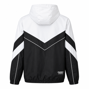 Veste coupe-vent légère imperméable pour homme avec logo personnalisé, à capuche, color block, pour sports de plein air, entraînement athlétique, veste de course - Product Image 3