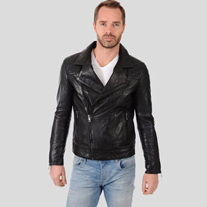 Chaqueta de Motociclista Personalizada para Hombre, de Cuero Genuino Negro, con Hombros Acolchados, Corte Ajustado, Piel de Oveja Suave, Ropa de Calle - Product Image 5