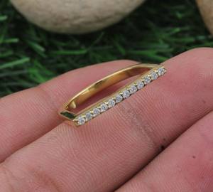 Luxury Sterling Silver D-Shaped <b>Dome</b> Wedding <b>Ring</b> Minimalist Half Band Brilliant Cubic Zirconia Women's Fine Jewelry Wholesale - Product Image 2