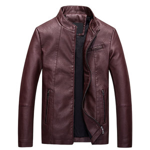 Veste de moto en cuir PU noir pour homme, col rabattu, fermeture éclair, coupe ajustée, longueur normale, imperméable, réversible, hiver - Product Image 5