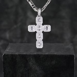 Conjunto de Colgante de Cruz de Diseño para el Día de San Valentín, Chapado en Oro, con Diamantes, Clásico, Unisex, Certificado por GIA, Cultivado en Laboratorio - Product Image 1