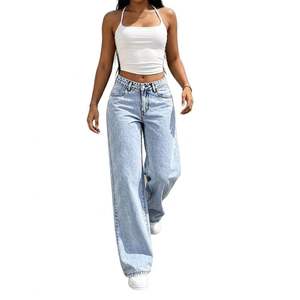 Jeans de Mezclilla para Mujer FOCODA, Estilo Cargo, Alta Calidad, 100% Algodón, Transpirables, de Secado Rápido, Bordado Personalizado, Venta al Por Mayor - Product Image 2