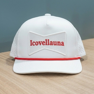 Casquette de golf personnalisée à 5 panneaux perforée découpée au laser avec broderie tissée en corde de golf, marque privée OEM, faible MOQ - Product Image 1