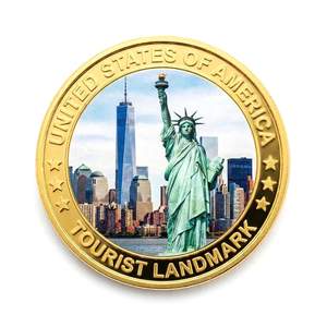 Monedas de desafío personalizadas de la Estatua de la Libertad de EE. UU., chapadas en oro, de imitación antigua moderna, con esmalte impreso UV - Product Image 1