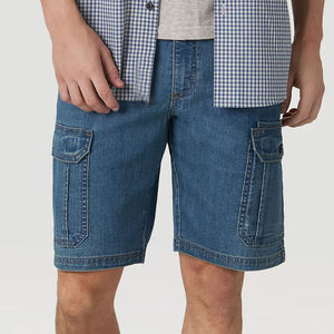 Pantalones Cortos Cargo de Mezclilla para Hombre, Cintura Media, Lavado Claro Azul, 100% Algodón, Casuales de Otoño con Bolsillos, Tejido Transpirable - Product Image 1
