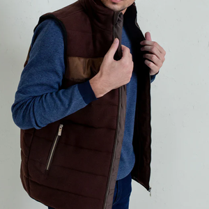 Men's Brown Canvas <b>Quilted</b> Puffer Jacket Stand Collar Zipper Windproof Polyester <b>Wadding</b> Casual Winter Regular Fit Solid Sherpa - Product Image 3