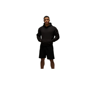 Sweat-shirt à capuche noir pour homme, couleur unie, en molleton de coton, style décontracté, avec poches, coupe classique, idéal pour l'automne - Product Image 1