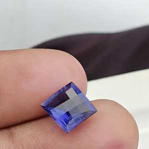 Pierre précieuse naturelle Iolite, taille carrée, facettée, cristal bleu violet pour la fabrication de bijoux, bague, collier, vente en gros ZUBEDA GEMS - Product Image 3