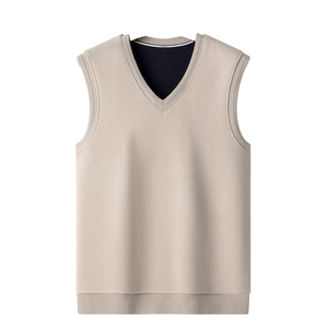 Vente directe usine 2026 – Nouveau gilet pull sans manches en cachemire tricoté uni respirant pour homme, col en V, confortable, collection automne-hiver - Product Image 5