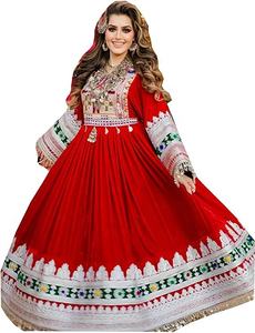 Robe de mariage traditionnelle africaine Kuchi, robe de fête trois pièces en velours brodé de pièces rouges 2023 - Product Image 6