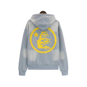 Sweat à capuche unisexe OEM style streetwear, personnalisé, brodé, délavé à l'acide, effet soleil, en molleton de coton épais 500 GSM, avec poche et motif graphique, coupe décontractée - Product Image 5