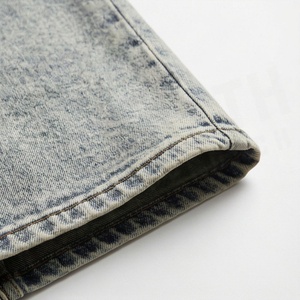 High Waist Women Denim Pencil Skirt Knee-Length Solid Color With Front Slit All Seasons Style - Product Image 6