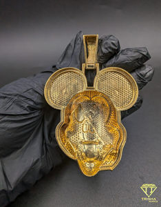 จี้รูปหนูการ์ตูนประดับเพชรพร้อมหัวใจสีแดง สไตล์ฮิปฮอปสุดหรู จี้ฮิปฮอปสุดเทรนดี้ - Product Image 5