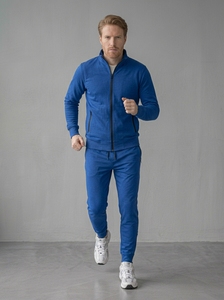 Conjunto Deportivo de Forro Polar con Cremallera Completa y Pantalones de Chándal para Hombre, Color Azul, con Logotipo Personalizado, Ropa Deportiva de Invierno - Product Image 3