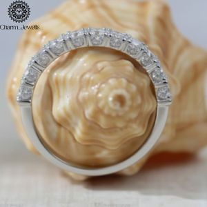 Charm_Jewells Princess Cut Moissanite Eternity <b>Band</b> <b>Ring</b> Channel Setting 925 <b>Silver</b> Rhodium Plated Women's Classic Wedding <b>Ring</b> - Product Image 4