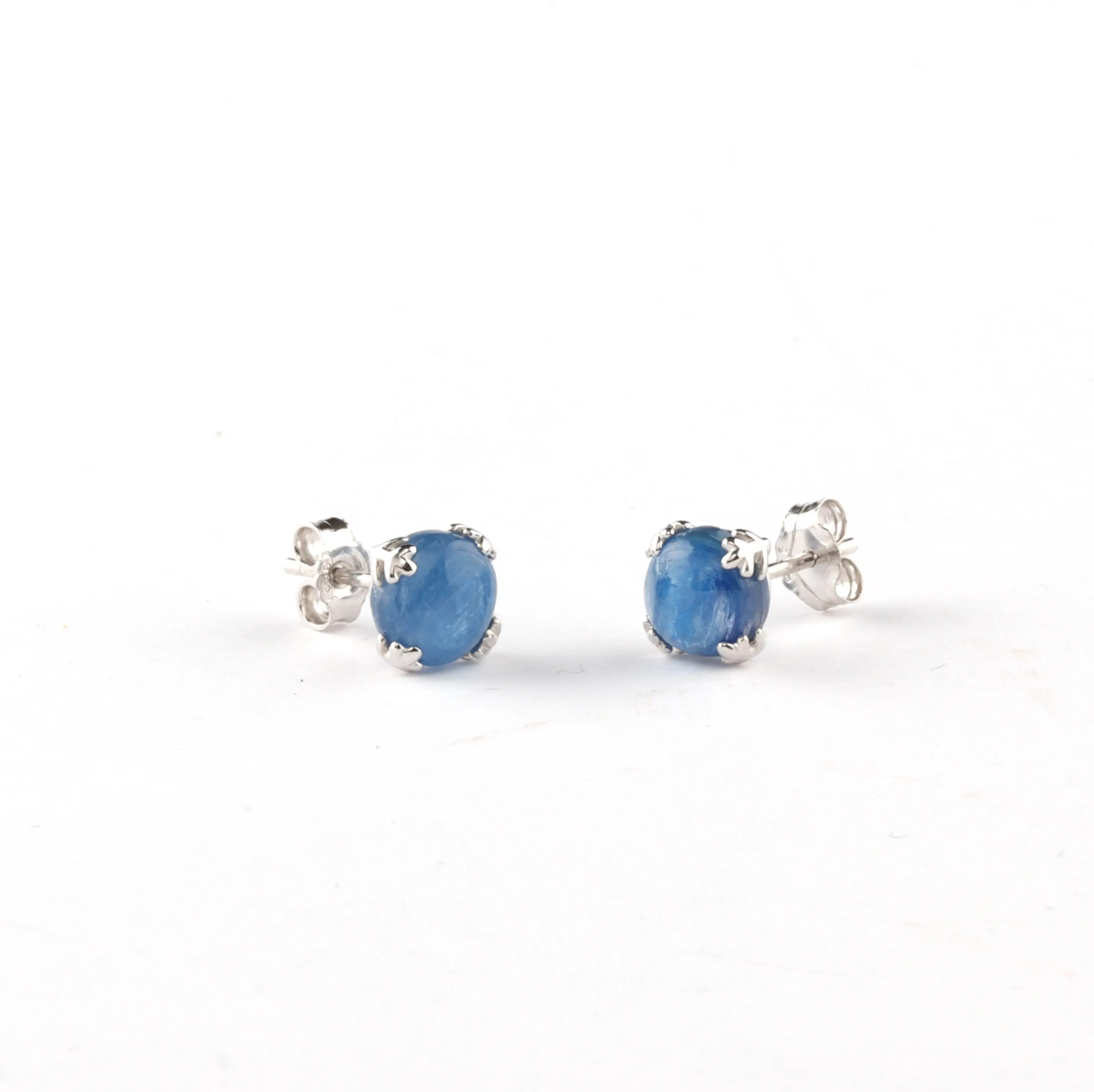 Silver Earrings 925 Silver Jewelry Blue Stone Kyanite Snowflake Gemstone Stud Earrings 925 Sterling Silver For Women
