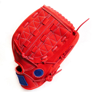 Guantes de Béisbol de Cuero Rojo para Exteriores, al por Mayor, OEM, Duraderos, Transpirables, con Logotipo Bordado, para Jóvenes y Adultos - Product Image 1
