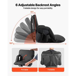 Sedile da Stadio Imbottito da 2,9 Pollici con 6 Angolazioni Regolabili, Braccioli e Supporto Lombare, Sedia Larga per Gradinate - Product Image 4