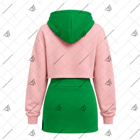 Vente en gros Alpha grec |   Kapa |   Vêtements Alpha Sorority pour femmes, ensemble 2 pièces brodé bicolore, sweat à capuche court zippé et jupe