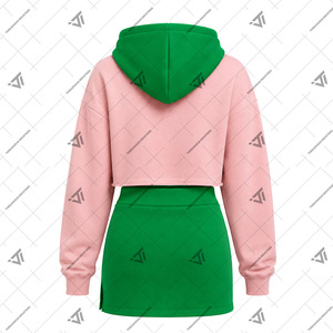 Alfa Griega al por Mayor |   Kapa |   Alfa |   Conjunto de Dos Piezas para Mujer de la Hermandad AKA: Sudadera Corta con Cierre y Bordado en Dos Tonos y Falda - Product Image 2