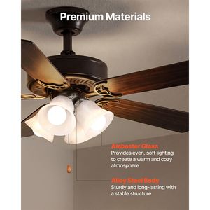 Kit d'éclairage pour ventilateur de plafond, quatre lumières 3000K 750lm, avec interrupteur à chaîne, pièce de rechange pour salon et chambre à coucher - Product Image 4