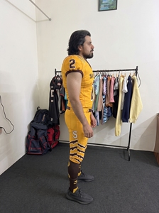 Uniformes de football américain sur mesure imprimés par transfert thermique Skyfa Sports 100% polyester, taille plus, ensemble complet, maillot, short, pantalon rembourré - Product Image 2