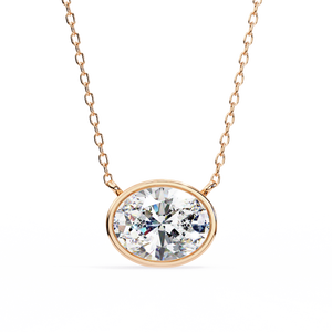 Colgante y Cadena con Diamante Ovalado Cultivado en Laboratorio D-E-F VVS-VS en Oro de 14K, Oro Rosa, Oro Blanco y Plata de Ley - Product Image 2