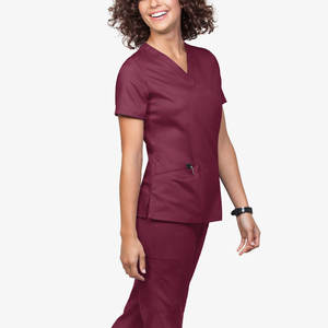 Ensemble d'uniformes médicaux personnalisés avec logo, haut de blouse à col en V et pantalon jogger, 100 % coton tissé, détection d'aiguilles, pour hôpital - Product Image 5