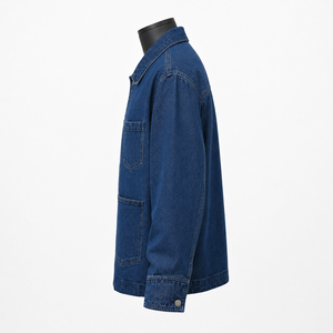 Veste de travail en denim bleu foncé pour homme, surchemise décontractée en coton, streetwear, fabricant OEM ODM - Product Image 4
