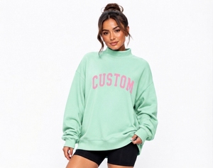 Fabricant professionnel : Sweat-shirt à col montant sans doublure pour femme, grande taille, hiver/automne, impression personnalisée - Product Image 1