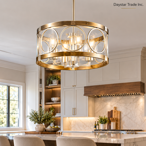 Daystar Trade Inc. Contemporary Circular <b>Chandelier</b> Gold Indoor Ceiling <b>Light</b> 100W 2700K Ra80 Iron Easy Installation Dimmable - Product Image 1
