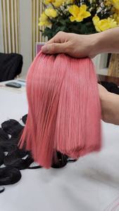 วิกผมตรงแบบกระดูกสองชั้นสำหรับต่อผมมนุษย์แท้เวียดนาม100% สีชมพูออมเบร - Product Image 5