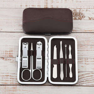 White Check Pattern Household Stainless Steel <b>Nail</b> Clipper Set 7-Piece <b>Nail</b> Care Kit - Product Image 6