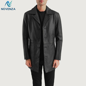 Abrigo de Invierno Reversible de Cuero Genuino para Hombre, Estilo Clásico con Forro Cálido, Cuello Clásico, Estilo Casual, Formal y de Negocios - Product Image 1