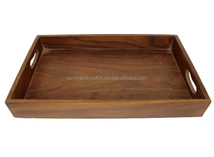 Plateau rectangulaire imprimé pour servir à la maison, plateau à fromage et à sushi en bois, artisanat en bois d'acacia et de bambou - Product Image 6