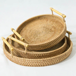 Bulk Vietnam Handcrafted Wove Rattan Storage <b>Basket</b> Shape Eco-friendly Vintage Multifunction Bathroom Kitchen Spice Storage Home - Product Image 3