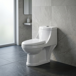 Offre Spéciale – WC monobloc en céramique blanche, design moderne, chasse d'eau cyclonique, sans bride, pour salle de bain contemporaine et usage extérieur - Product Image 6