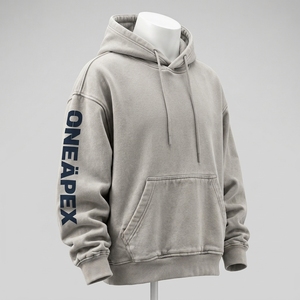 Custom <b>Men's</b> <b>White</b> Oversized Hoodie Vertical Back Logo Pullover Streetwear <b>Sweatshirt</b> - Product Image 1