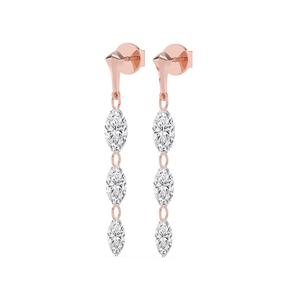 Boucles d'oreilles élégantes en diamants de laboratoire taillés en marquise, avec un poids total de 3,28 carats, fabriquées en or rose 9 carats, bijou pour femme - Product Image 5