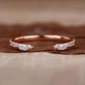 <b>Open</b> Marquise Lab Grown Diamond Minimalist <b>Open</b> Band Dainty Stacking Adjustable Wedding & Anniversary <b>Ring</b> for Women - Product Image 2